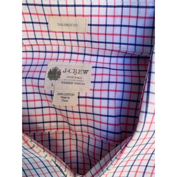 J Crew tailored long sleeve button down checkered pattern casual shirt large - Picture 7 of 8
